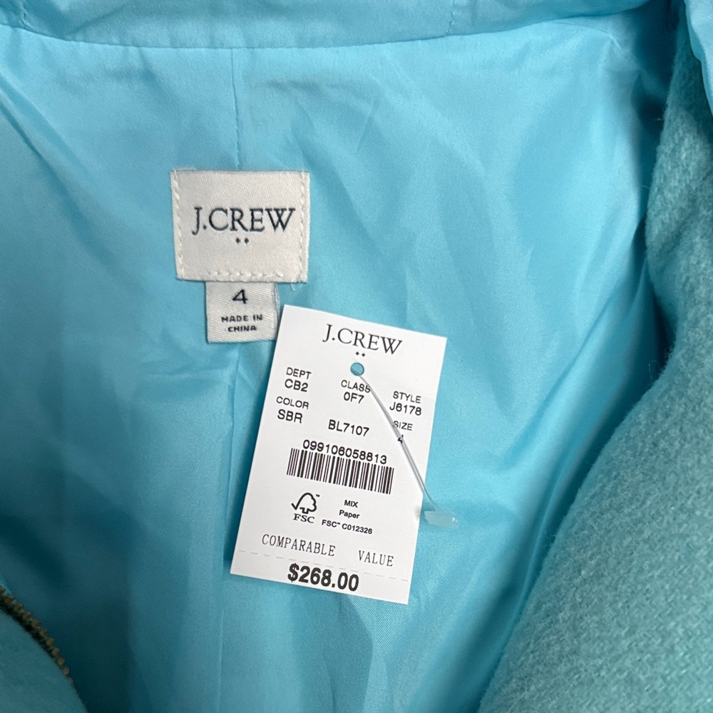 J. Crew Blue Pea Coat with Fur Trim - Picture 4 of 4